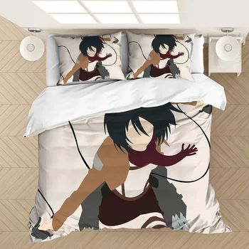 Anime Napad na Titan 3D-Tiskana Posteljnina Nabor Rjuhe Prevleke Pillowcases Tolažnik Posteljnina Nabor Bedclothes Posteljno Perilo(NE stanja)