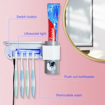 Antibacteria UV zobna ščetka Imetnik Samodejno zobna pasta Razpršilnik Sterilizirajte Dom Čistejši Sterilizirajte Kopalnica Dodatki Set