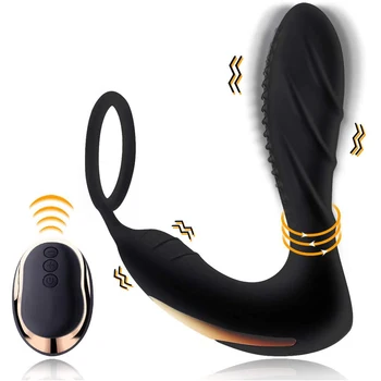 APHRODISIA USB Moški Prostate Masaža Z Obroč Daljinski upravljalnik Analni Vibrator Silicij Spolnih Igrač Za Moške Butt Plug Penis Usposabljanje