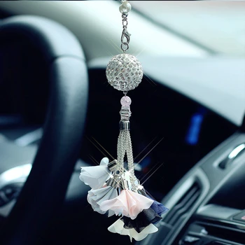 Avto obesek ustvarjalni modni kristalno kroglo vdelan rearview mirror moških in žensk avto, okras, darila, avto okraski okraski