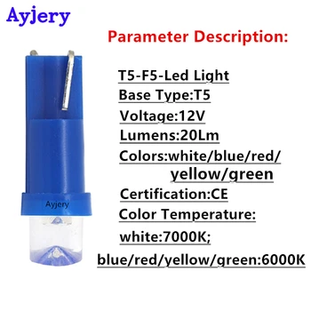 AYJERY 100/300X Opozorilni Indikator Zasveti, T5 Žarnice LED Z Klin, ki je Osnova Za nadzorne plošče (Merilnik Žarnice), Bela Modra Rdeča Mix Barve 12V