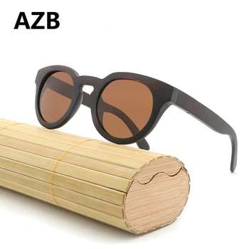 AZB Retro Vintage Lesa Leče, sončna Očala Moški Ženske Stekla Bambusa Polarizirana sončna Očala au Sonca Steklo z Bambusa Polje kot Darila