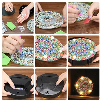 AZQSD Diamond Mozaik Mandala DIY Polni Sveder Diamantni Slikarstvo Božič Spalnica Noč Svetlobe Doma Desk Dekorativne LED Lučka