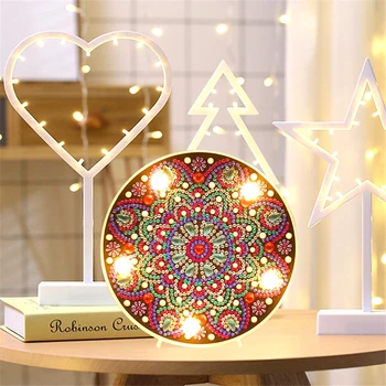 AZQSD Diamond Mozaik Mandala DIY Polni Sveder Diamantni Slikarstvo Božič Spalnica Noč Svetlobe Doma Desk Dekorativne LED Lučka