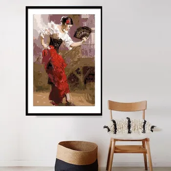 AZQSD DIY Klasične Oljna slika, Pleše Ženska, Barvanje Z Številkami Plesalka Barve na Platno, Slike Ročno Poslikane Sodobne K119