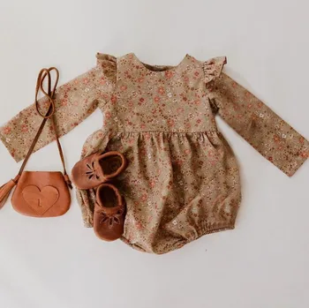 Baby Dekle, igralne obleke za 0-24M Dolg Rokav Romper Jumpsuits Eno-Nov Modni kos Organski Bombaž Newborn Baby Girl Obleke