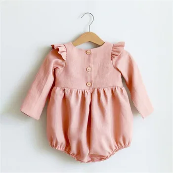Baby Dekle, igralne obleke za 0-24M Dolg Rokav Romper Jumpsuits Eno-Nov Modni kos Organski Bombaž Newborn Baby Girl Obleke
