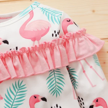 Baby Dekle priložnostne Živali & Roza flamingov Jumpsuits