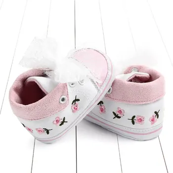Baby Dekle Čevlji za Malčke športni Copati Moda Vezene Čipke Platno Čevlji Pomlad Jesen Anti-slip Mehko Jasle čevlji Čevlji Za Novorojenčke