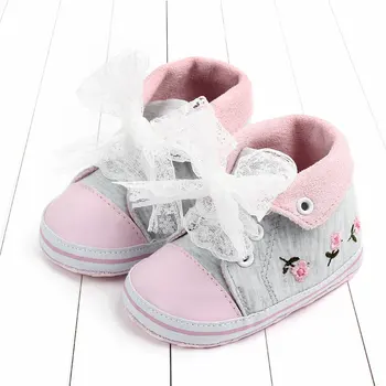 Baby Dekle Čevlji za Malčke športni Copati Moda Vezene Čipke Platno Čevlji Pomlad Jesen Anti-slip Mehko Jasle čevlji Čevlji Za Novorojenčke