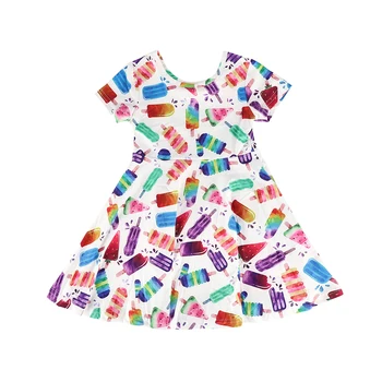Baby dekleta poletje obleko dekleta ice-štapiću tiskanja obleko dekleta, otroci srčkan obleko