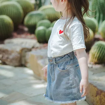 Baby Girl Obleke Otroci Traper Modro Krilo 2020 Moda Otroci Elastični Pas zadrgo Traper Krilo Najstniki Dekliška Oblačila Starost 2-14 Let