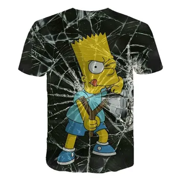 Baby poletje T-shirt 2020, Simpson 3D printed majica s kratkimi rokavi za dečke, priložnostne T-majica za fante in dekleta, posadke vratu 4-14t