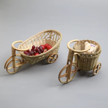 Bambusa, ročno tkane slame protja košaro ratana za sadje hrana Kruh organizator Za kuhinjo Dekorativni izposoja darilo neatening