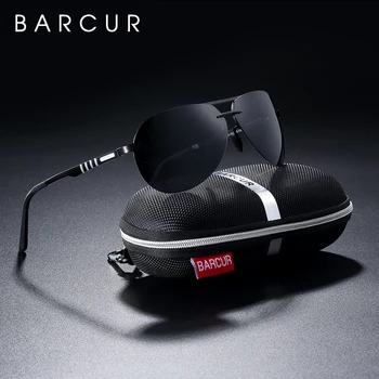 BARCUR Aluminija, Magnezija sončna Očala Moških Pilotni sončna očala Vožnje Očala Oculos De Sol