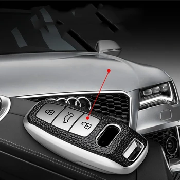 Barvita TPU+Usnje Avto Ključ Kritje velja Za Audi A6 A6L A7 A8 Q8 E-tron C8 D5 2018 2019 2020 Auto Ključa Imetnika Lupini Dodatki