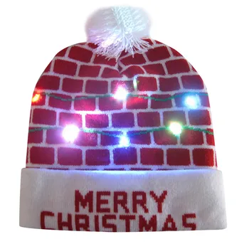Barvita Vesel Božič LED Light-up Plesti шапка Kapa Dlak Toplo Skp Darilo klobuk svjetlovodni žareče Božični klobuk, 40*