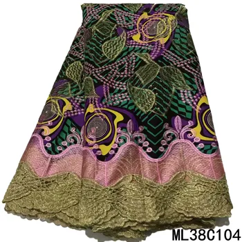 BEAUTIFICAL afriške ankara vosek vezalke vosek tkanine afriške čipke vosek tkanine, vroče prodaje 6 metrov na veliko visoko kakovostnih ML38C91-105