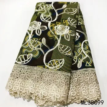 BEAUTIFICAL afriške ankara vosek vezalke vosek tkanine afriške čipke vosek tkanine, vroče prodaje 6 metrov na veliko visoko kakovostnih ML38C91-105
