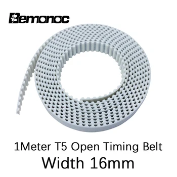 Bemonoc 1 Meter Trapezna T5 Odprite sinhronih širina 16 mm Poliuretanska jekla PU T5 odprite Časovni Pasovi Za CNC 3D tiskalnik