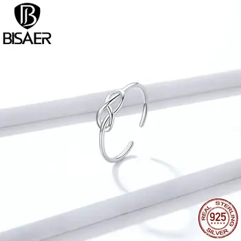 BISAER Pravi 925 Sterling Srebro Infinity Simbol Ljubezni Obroči Za Ženske Modni Zaročni Prstan Nakit Anel S925