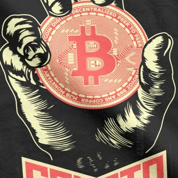Bitcoin Crypto Cryptocurrency T-Majice Človek je Siva Oblačila Preprosta T Srajce Crewneck Čistega Bombaža Tee Majica