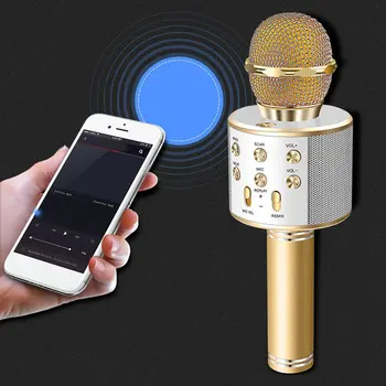 Bluetooth KTV Brezžični Karaoke Ročni Mikrofon USB Predvajalnik Mikrofon Zvočnik Prenosni Božič, Rojstni dan Doma Stranka VROČE