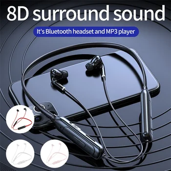 Bluetooth Slušalke Športne Neckband Magnetni Brezžične slušalke Stereo Čepkov Glasbe Kovinski Slušalke Z Mikrofonom Za Vse Telefone