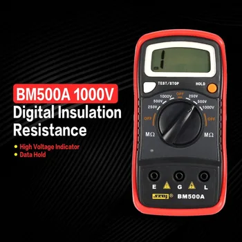 BM500A 1000V Digitalni Megger Auto Območje Izolacijske Upornosti ohm Meter Tester Megohmmeter Multimeter Voltmeter LED indikacija