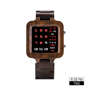 BOBO PTICA Digitalni Watch Moških Luksuzne blagovne Znamke Načrtovati Night Vision Bambusa Watch Mini LED Ure Edinstven Prikaz Časa Darila Dropship