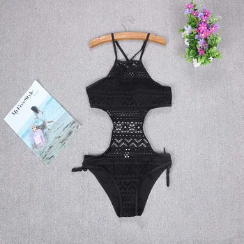 Bodysuits Kopalke za Ženske Seksi Čipke Votlih Bikini Backless En Kos Kopalke, kopalke, Kopalke Ženske Plaži Sundress 2019