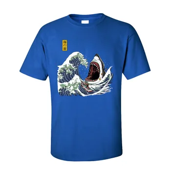 Bombaža T-srajce Moške Majice s kratkimi rokavi Velik Val Rojstni dan Kratek Rokav Tees Jeseni Leta 2020 Priljubljena O-Vratu Bela Tshirt Padec Ladijskega prometa