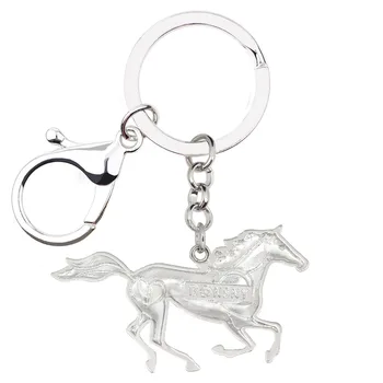 Bonsny Izjavo Kovinski Elegantna Teče Konj Ključnih Verige Keychain Obroči Moda Živali Zlitine Nakit Za Ženske Dekle Vrečko Avto Čare