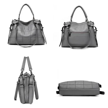 Boston luksuznih usnjenih torbic za ženske torbe oblikovalec ženski messenger vrečke ramo za ženske do leta 2020 Sivo črna tote strani torba ženske