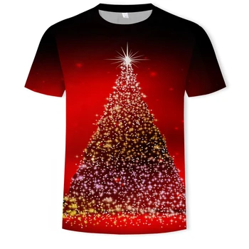 Božič 3D tiskanje moda za moške in ženske kratke oplaščeni T-shirt mehkega materiala na prostem priložnostne svoboden moška T-shirt majica