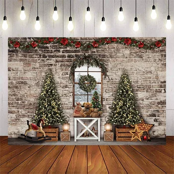 Božič Fotografija Ozadje Božič TreeTrojan Konja, Okno, Zid, Ozadje Družinsko Fotografijo Stranka Dekoracijo Prop Studio