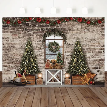Božič Fotografija Ozadje Božič TreeTrojan Konja, Okno, Zid, Ozadje Družinsko Fotografijo Stranka Dekoracijo Prop Studio