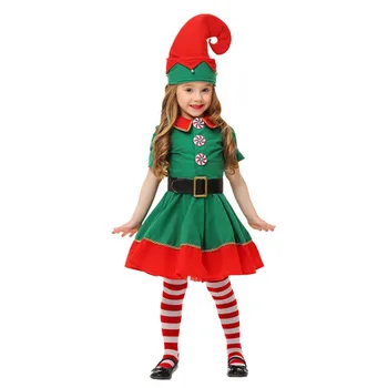 Božični kostum za otroke Božič elf kostum cosplay starš-otrok nositi odrasle otroke, moške in ženske, zelena Božič costum