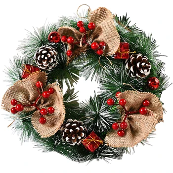 Božični Venec Umetno Pinecone Berry Cvet Viseči Okraski Vrata Dekoracijo Božič Drevo Venec Doma Steni Visi Dekor