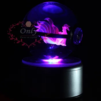 Brezplačna dostava Amzing 3D Ninetales Trener Žogo z LED, ki je osnova za otroško nočni omarici Doma Dekoracijo