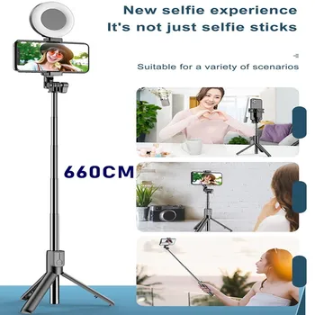 Brezžična selfie palico z fill light Ročni Živo Monopod Stojalo za Pametni telefon mini prenosna Zložljiva palica selfie