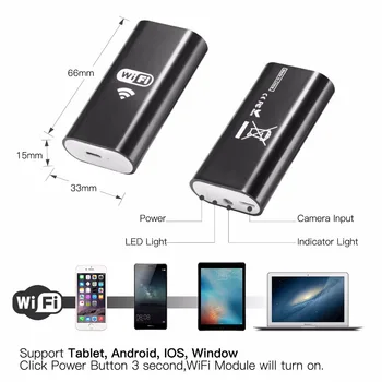 Brezžični WiFi HD 720P 8 mm Endoskop Fotoaparat 2M 5M Wifi Zunanji USB-Endoskop Borescope Pregled Android, iPhone Fotoaparat