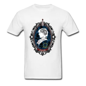 Budnim Umom Tee Moški Siva majica s kratkimi rokavi, Klasičen Design Vrhovi Sherlock Holmes T Shirt Letnik Portret Oblačila Bombaž Tshirt