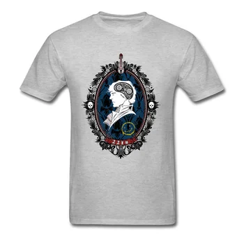 Budnim Umom Tee Moški Siva majica s kratkimi rokavi, Klasičen Design Vrhovi Sherlock Holmes T Shirt Letnik Portret Oblačila Bombaž Tshirt