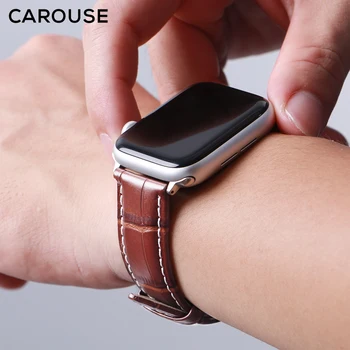Carouse Resnično napa usnje Watchband Za Apple Watch Band Serije SE/6/5/4/3/2/1 38 mm 42mm Usnjeni Trak Za iWatch 40 mm 44 mm