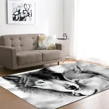Cartoon Živali Wolf 3D Tiskanje Velikih Preproga Mehka Flanela Doma Območje Odeje Otroci imajo Preproge Non-slip Tapis Preprogo za Dnevna Soba Dekor