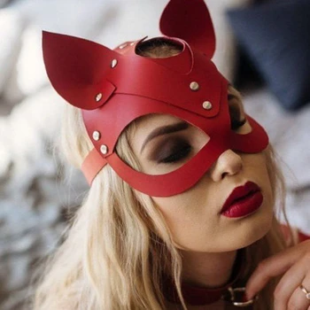 Catwoman Pol Masko Cosplay Seksi Kostum Rekviziti iz Lateksa Odraslih PU Masko za Odrasle Igra Mačka Kostum Maškarada Masko