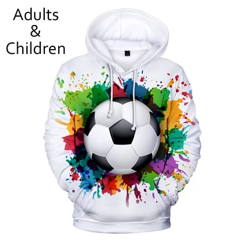 Celotno tiskanje 3D nogomet nogomet Hoodies Moški Ženske Jopice Novih Otroci 3D veliko pisane kroglice Hoodie fantje dekleta priložnostne puloverji