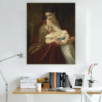 Citon William Adolpha Bouguereau《Mati in hči》Platno Umetnosti Oljna slika Umetnine, Slike Stenski Dekor Doma notranje opreme