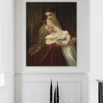 Citon William Adolpha Bouguereau《Mati in hči》Platno Umetnosti Oljna slika Umetnine, Slike Stenski Dekor Doma notranje opreme